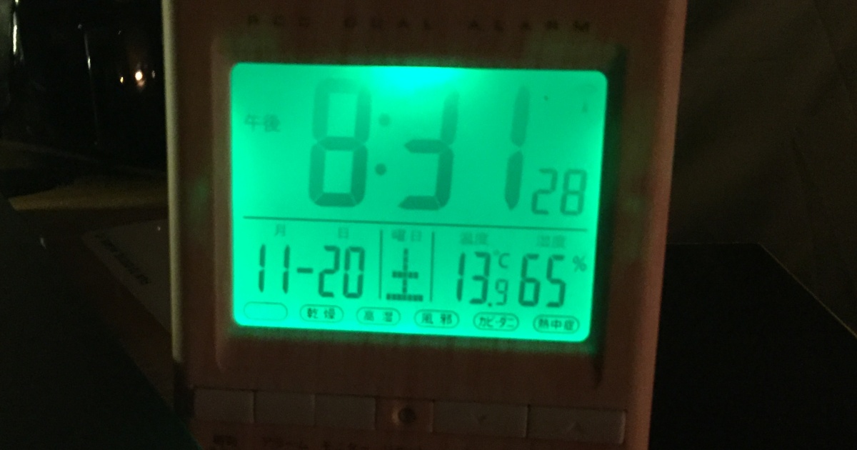 インナーテント内に設置した温度計