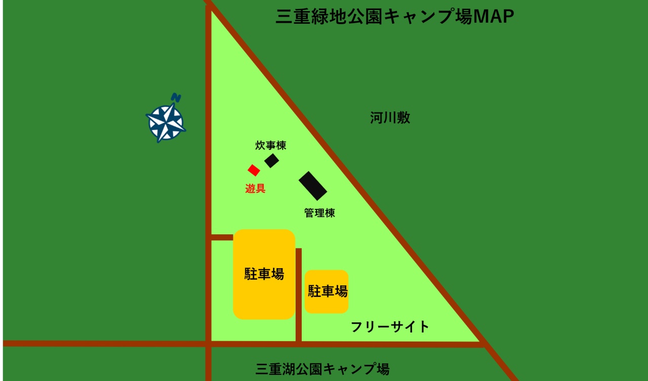三重緑地公園キャンプ場のマップ